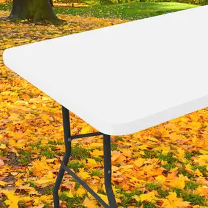 Spandex 6 Foot Rectangle Table Cloth, Elastic Fitted Tablecloths for Picnic, Stretch Washable Patio Table Cover for Outdoor, Camping, Banquet and Parties (White, 30"x72")