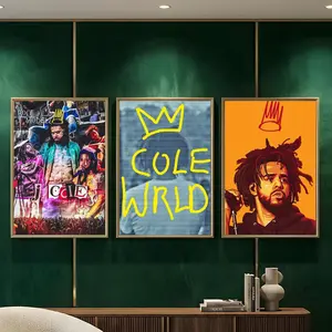 Popular Rapper J. Cole Painting Calligraphy HD Heavy-Duty Waterproof Wrinkle-Resistant Canvas Print – Tool-Free Durable Hides Wall Flaws & Boosts Style for Living Rooms Bathrooms