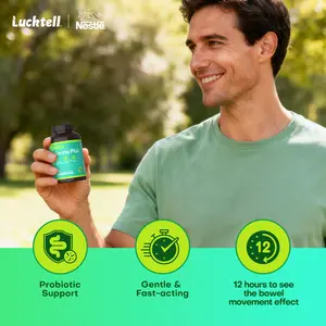 LUCKTELL Senna Plus - 15 Day Cleanse | Gentle Gut Cleanse, Fast-acting, Dietary Supplement | Senna Leaf, 30 Capsules, Healthcare Edible Fitness, Lactobacillus Blend & Vitamin