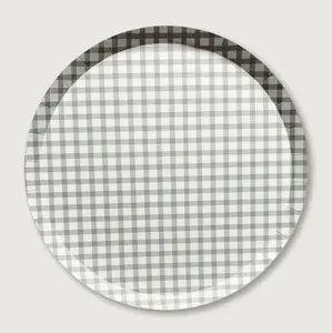 Sage Green Gingham Plates 12ct