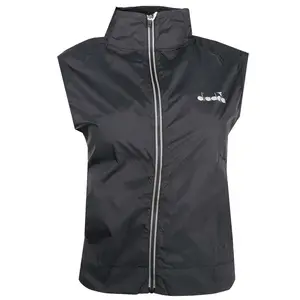 diadora Womens Be One Multilayer Vest Running Athletic Outerwear  - Black