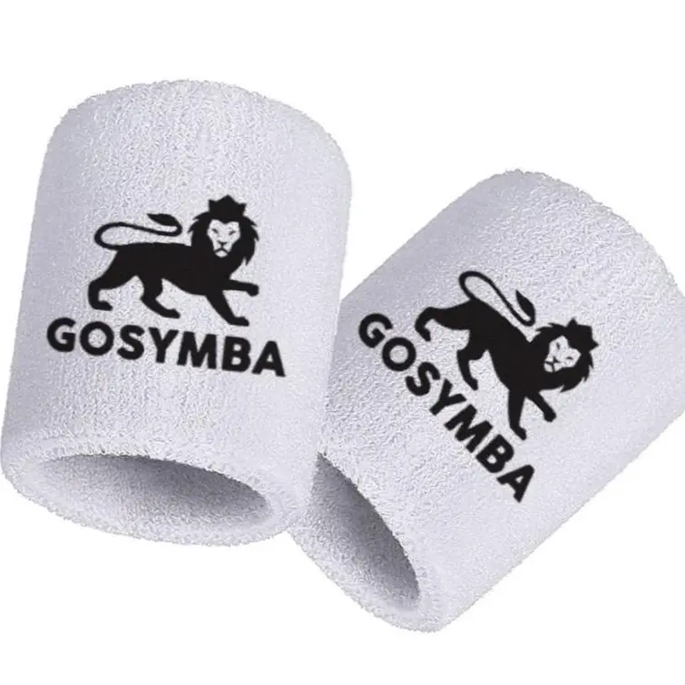 Gosymba Wristband Pair - White Wrist Band with Lion Logo Design by Gosymba