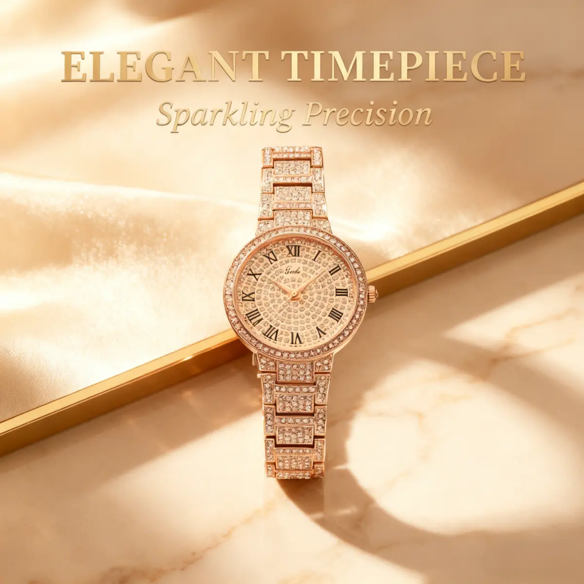 Women's Luxury Analog Robust Alloy Bling Crystal-Studded Diamond-Cut Quartz Watch - Sparkling Star Design, Full Diamond 30mm Round Face, 30M-50M Water Resistance, Elegant Fashion Accessory, Robust Quartz Watches, Alloy Quartz Watches