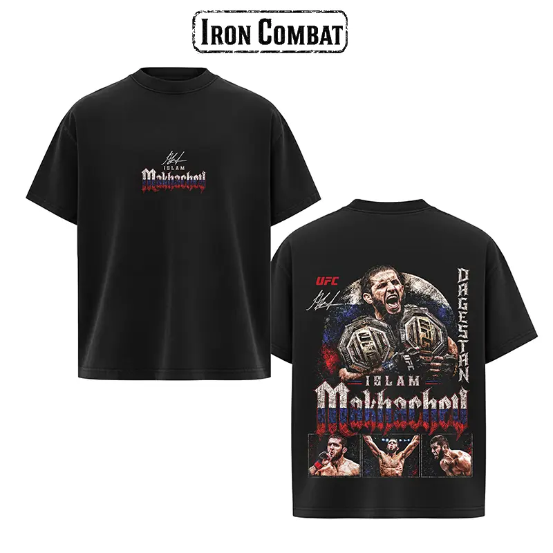 Iron Combat Islam Makhachev Dagestan UFC 330 Tee, UFC MMA Fan Custom Graphic Design, Gift for Fighters, Sports Apparel Gift For Men