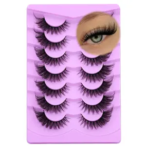 Eyelashes Fox Eye Lashes Mink Faux Fluffy Natural False Eyelashes Wispy Cat Eye Lashes Pack Fake Eyelashes 7 Pairs