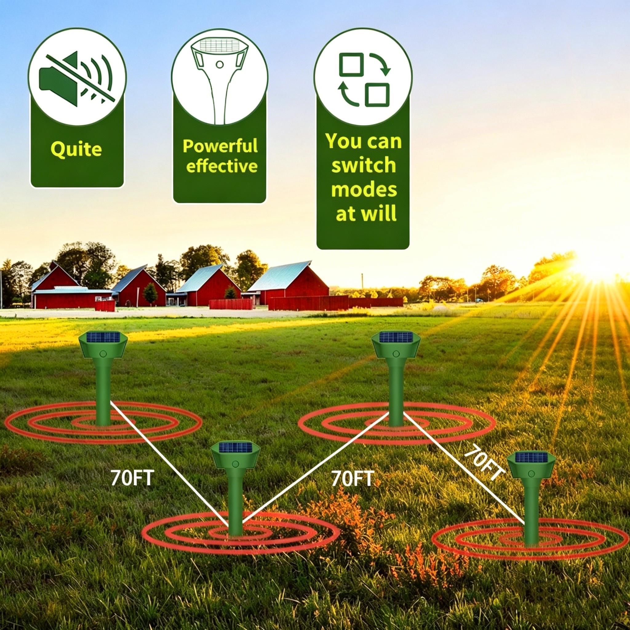 Outdoor Rat, Outdoor Snake for The Yard, Solar-Powered Animal Repeller That Drives Away Moles, Gophers, Snakes, Voles, And Other Underground Pests in The Garden Area