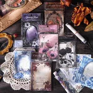 Floral Material Paper Set 5 Styles 80 Sheets Vintage Botanical Illustrations for Journaling Scrapbooking