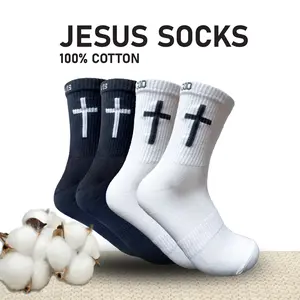 Christian Cushioned Crew Socks 100% Cotton Sports Socks Jesus Socks 4:13 for Everyday Wear & Sports Activities
