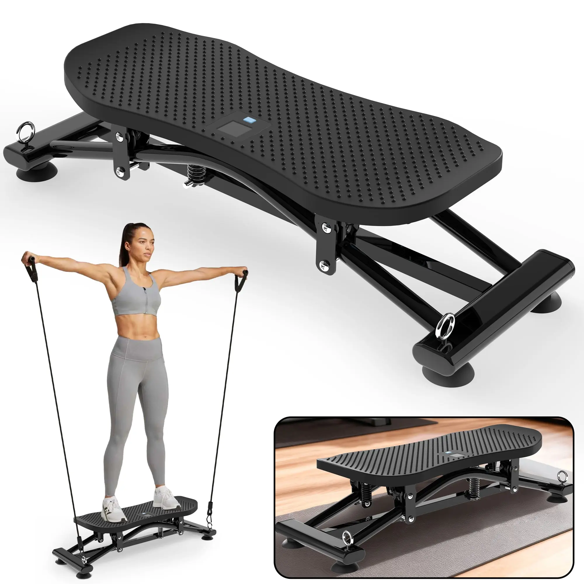 Sliding Ski Simulator With Resistance Bands - Indoor Skiing Fitness Equipment For Home Gym, With Resistance Bands & Non-Slip Base, Full-Body Cardio Training Machine For Core, Leg & Arm Workout