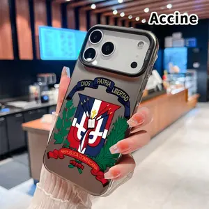 Phone Case for iphone 17 Pro Max 16 Plus 15 14 13 12 11 Air XR E Dominican Republic Emblem Pattern IMD Hard Polycarbonate Drop Protection Phone Bumper Cover for Boy