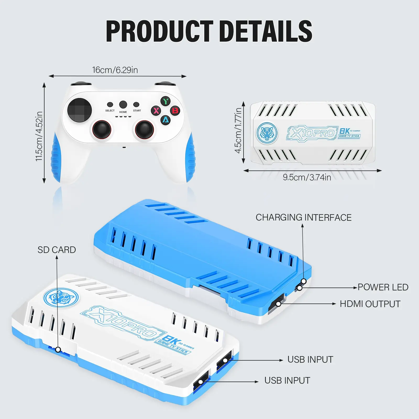 Vofox X10 Pro Retro Video Game Console - 128GB Wireless Home Gaming Machine  with 2 Wireless Controllers,