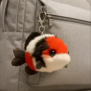 2pc  Good Luck Koi Fish Keychain Gift for Friends, Cute Plush Couple Hanging Ornament, Lucky Carp Backpack Decoration, All Seasons