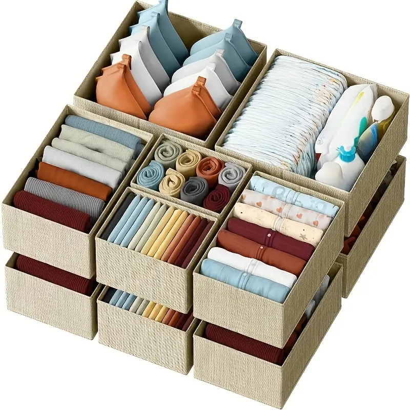 6-Piece Open Storage Bins with Drawers, Non-Woven Sturdy Hand-Washable Home Organizers for Dresser Organization, Space-Saving Multi-Color Fabric Closet Clothing Containers, Storage Organization, Organization Ideas