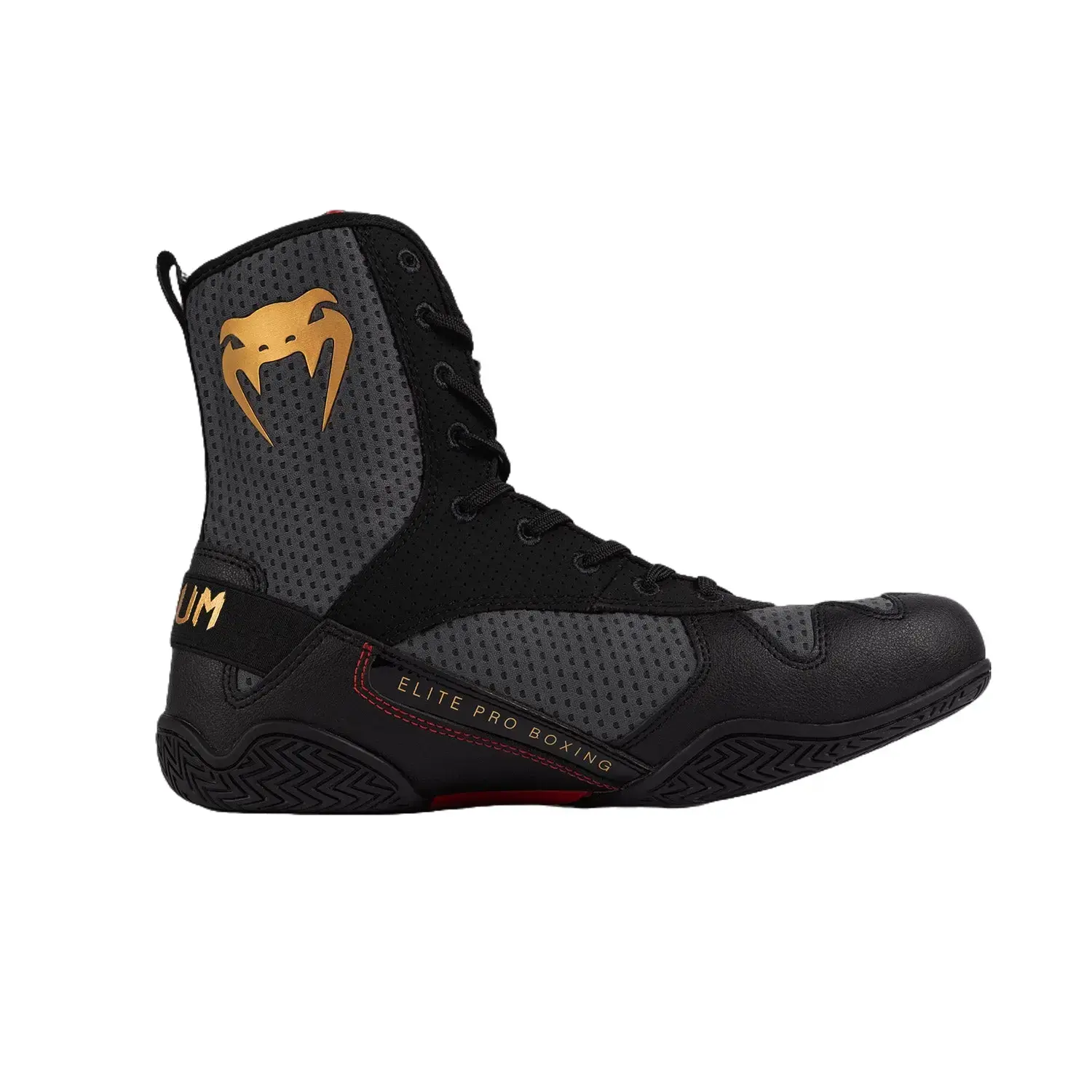 Venum Elite Boxing Shoes - Storm Grey / Gold