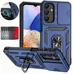 Armor Funda Slide Camera Lens Back Cover For Galaxy A17 A16 A15 A54 A55 A56 A26 A36 A14 A34 A06 Magnetic Ring Stand Protect Cover Casing
