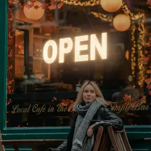 LED Open Sign for Business, 30"x10" Dimmable Brightness Large Electric Light Up Sign,  Installation for Store Restaurant Office Bar Hotel Salon (white)