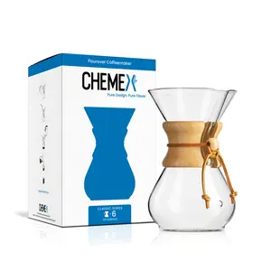 Chemex Classic Series 6-Cup Pour-Over Glass Coffeemaker - Non-Porous Borosilicate Glass - Exclusive Packaging - Easy to Use - Timeless Design Pots Tea