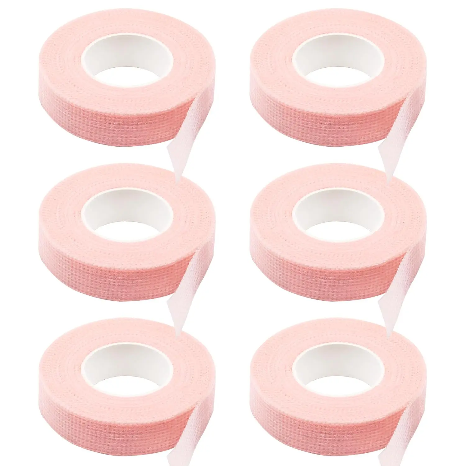 Cosmetic Eyelash Tape, 6-Roll Multi-Pack - Breathable & Easy-Tear for Eyelash Extensions & Eyelid Lifting, Hypoallergenic for Sensitive Skin, Pink, Makeup