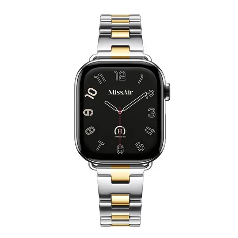 MISSAIR Halo 316L Stainless Steel Bracelet Band for Women, Brushed Matte Adjustable Link Strap Compatible with Apple Watch Series 1–12, SE & Ultra