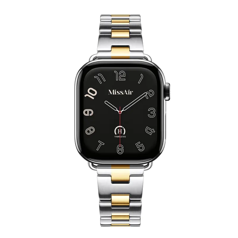 MISSAIR Halo 316L Stainless Steel Bracelet Band for Women, Brushed Matte Adjustable Link Strap Compatible with Apple Watch Series 1–12, SE & Ultra