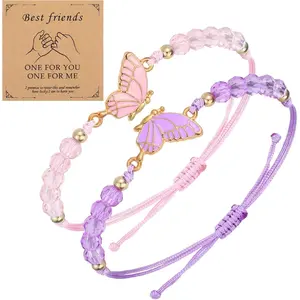 2 count   Bracelet, Adjustable Strand Bff Bracelets, Butterfly Matching Bracelets for Couples, Charm Friendship Bracelet  Gifts for Women Couples Bestie( )