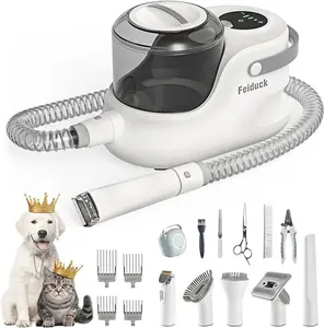 Dog Grooming Kit,Pet Grooming Vacuum Suction 99% Pet Hair,2.5L Large Capacity,Dog Air Clipper Vacuum with 12 Grooming Tools,Home and Car Cleaning （Grey）