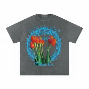 Tulips Snow Wash Oversized Cotton T-Shirt - High Fashion Diet Pepsi Graphic Tee