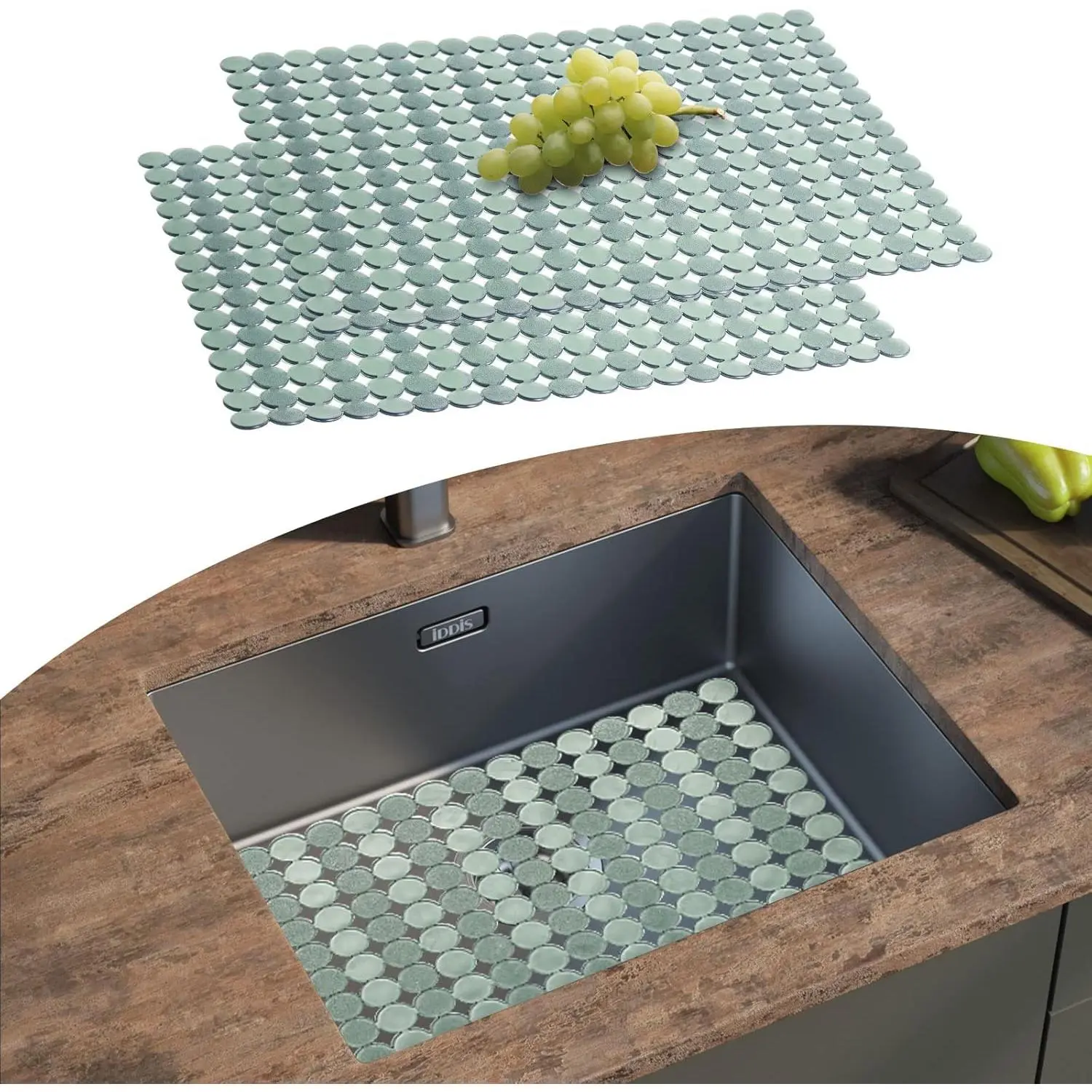 Kitchen Sink Protector Mat - 2Pack Adjustable Sink Protectors for Kitchen Stainless Steel Sink - Fast Draining Sink Mats for Bottom Of Kitchen Sink - Dishes And Glassware - Easy to Clean & Diy Cut