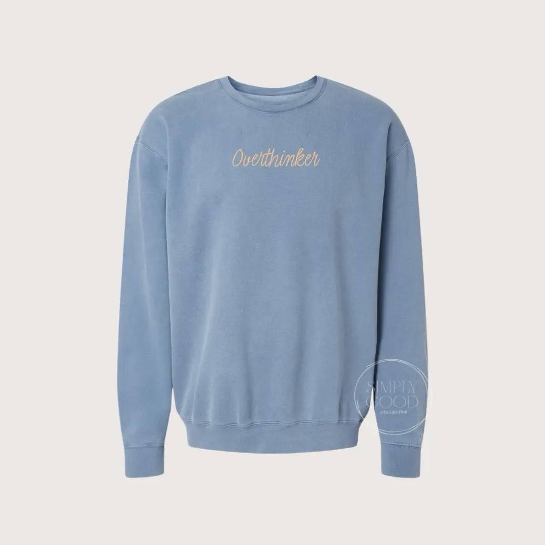 Overthinker embroidered vintage crew sweater
