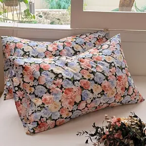 2 Piece Pillowcases, 48x74cm, Polyester Fabric, Vintage Floral Farmhouse Style, Soft Comfortable Breathable, Bedroom Bedding, Pocket Design, No Core Included