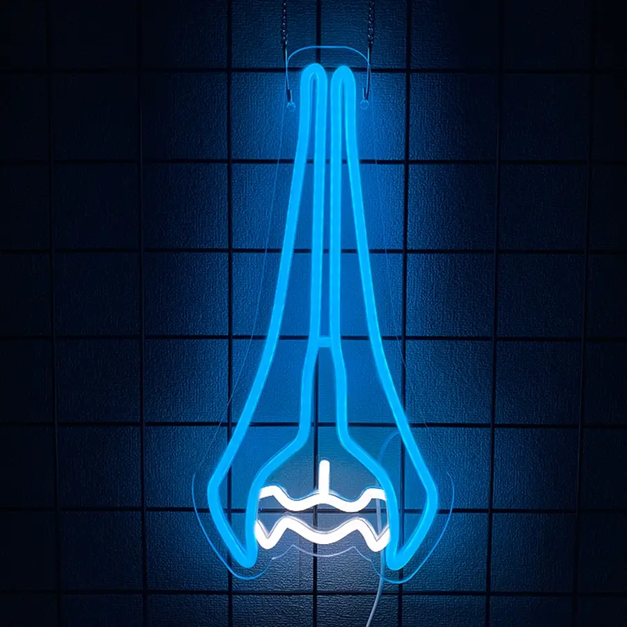 Energy Sword Bat-Shaped Neon Wall Decor, Master Chief Lightsaber LED Lamp, Perfect for Game Rooms, Man Caves, and Party Decorations, Gift for FPS Gamers (Ice Blue)