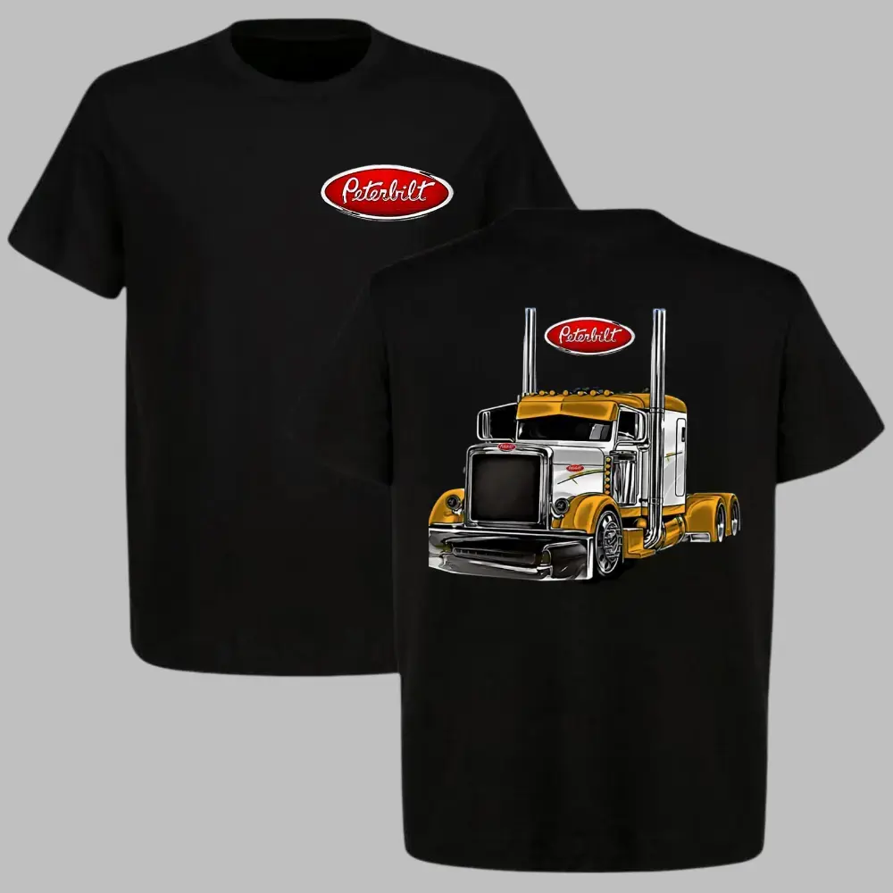 Peterbilt Custom Rig T-Shirt – Yellow Big Rig Truck Graphic, 2-Sided Diesel Power Tee for Men, Classic Semi Truck Shirt, Gift for American Trucker Fans-DK.X fit t-shirt