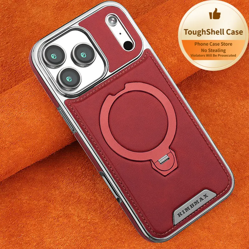 Magnetic Rotating Faux Leather Stand Protective Cover - Personalized, Durable, Shockproof Luxury Casing for iPhone 17 Pro Max, 16, 15 Pro Smartphone, Handheld, Cellphone Protection Accessories