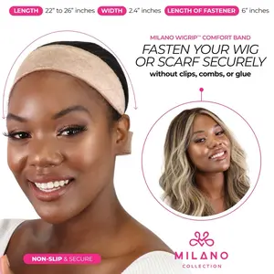 MILANO COLLECTION WiGrip, The Original Comfort Grip Band, Adjustable Wig Band for Tension-Free Glueless Wig, Nonslip Wig Headband, Tension-Free, One Size Fits All
