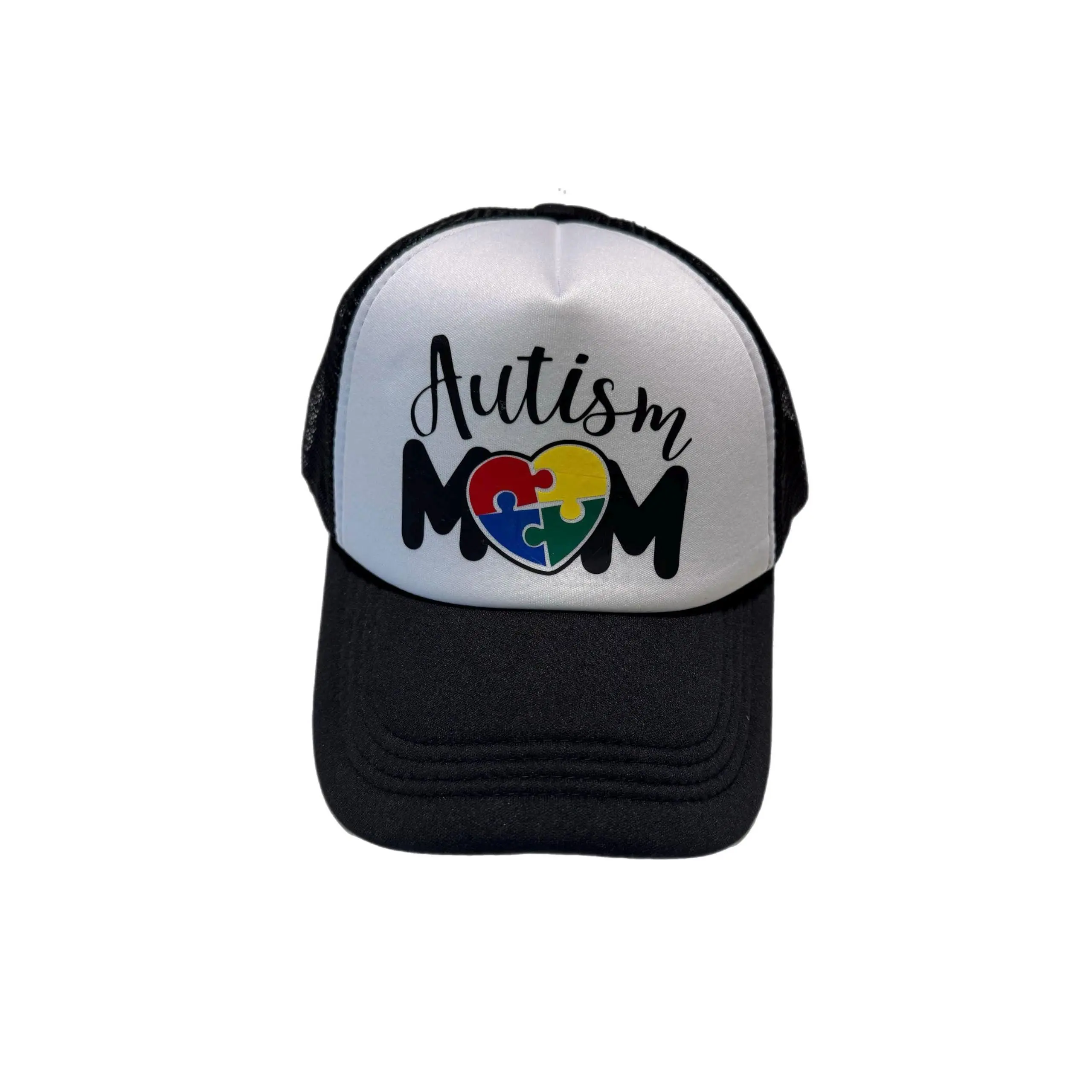 Autism Mom Trucker Hat, Puzzle Heart Design, Snapback Hat