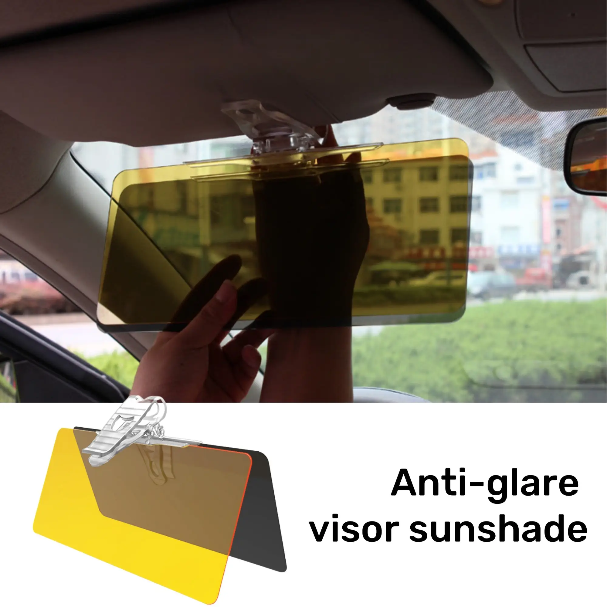 2-In-1 Day & Night Anti-Glare Driving Sun Visor, Universal Car Anti-Glare Mirror, Eye Protection for Safe Driving, Fits All Cars，Caraccessory，easy to
