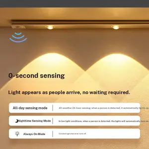 Smart LED Motion Sensor Light Strip, Ultra-Thin Cat Eye Hill Effect, USB Rechargeable, Auto Shut-Off, Wall Mounted, 3 Color Dimming