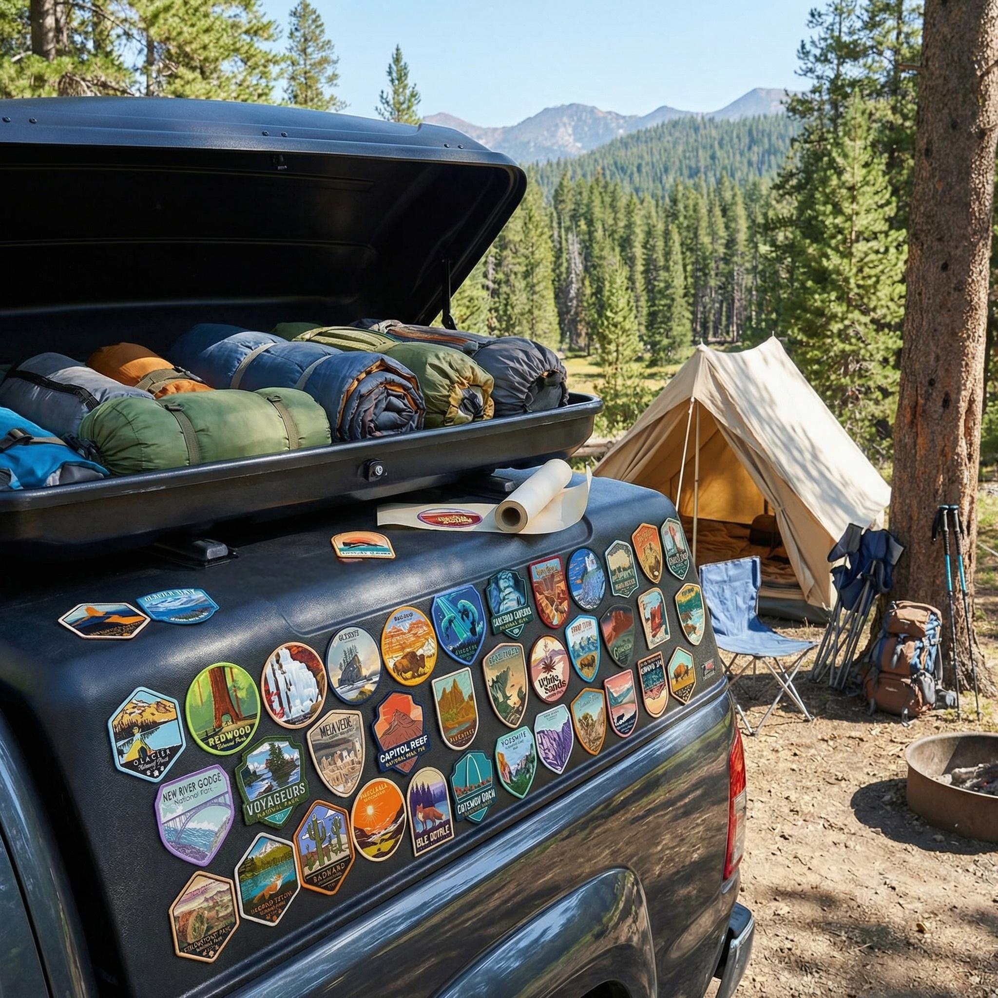 63Pcs National Park Stickers,Outdoor Nature Camping Hiking Inspired Waterproof Vinyl Decals for Water Bottles Laptop Car,Travel Adventure Parks Stickers