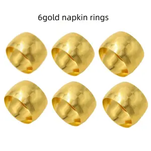 6pcs Plaid Napkin Rings, Metal Napkin Holders, Western Table Decor, Elegant Wedding Party Accessories, Versatile Dining Essentials