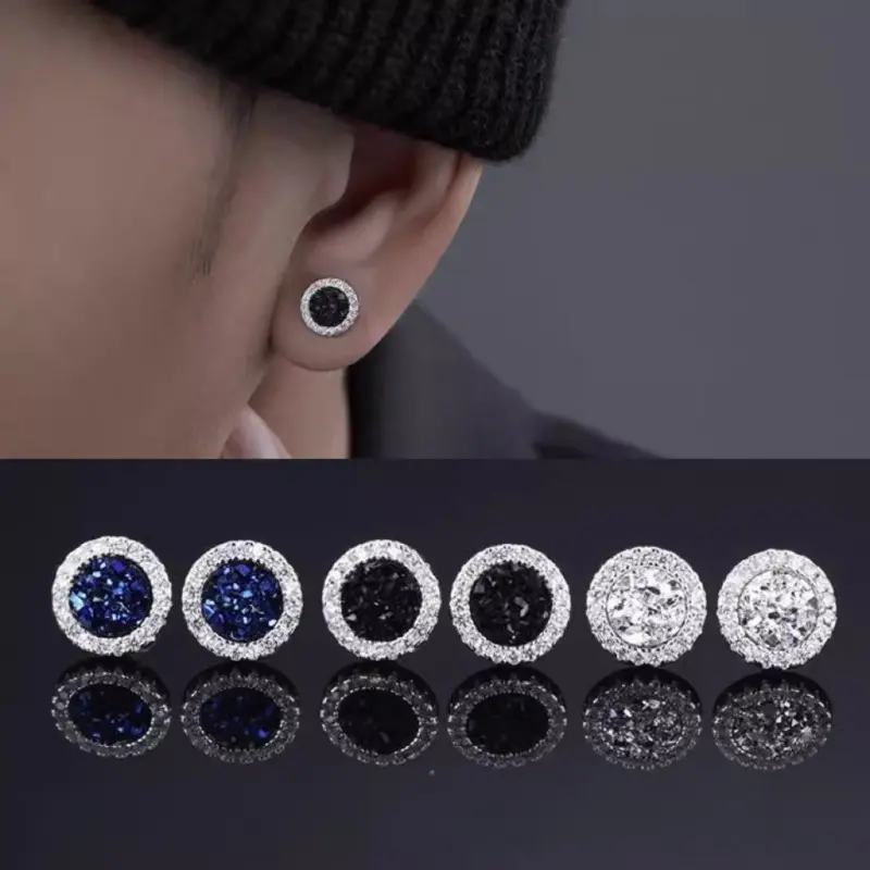 Men's Rhinestone-Decorated Magnetic Stud Earrings - High Quality Stainless Steel Earrings Studs for Daily Wear, Party Outfits, High Quality Earrings