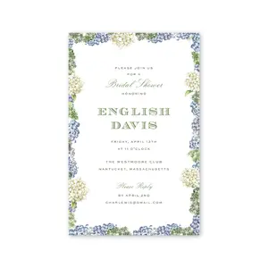 Dogwood Hill - Blue Hydrangea Boxed Invitation: Imprintable Invitation Boxed Set of 10 Cards