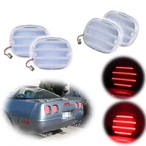 4pcs Red LED Brake Tail lamps Lights Clear Lens For 1990 1991 1992 1993 1994 1995 1996 Chevy Corvette C4 ZR1,Replace OEM 16509625