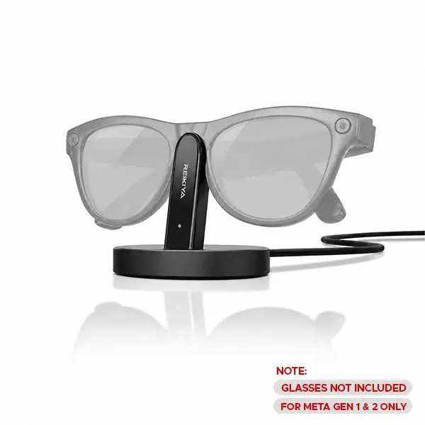REIKIYA Magnetic Snap Charging Dock for Ray-Ban Meta Gen 1/2 Wearable Electronic Gadgets, Metal Body Non-Slip Base Desktop Charger
