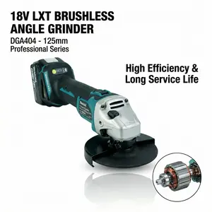 Makita DGA404 18V Cordless Angle Grinder with 125mm Wheel for Cutting and Grinding Tasks