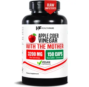 HealthFare Apple Cider Vinegar Capsules with the Mother | 3200mg Raw, Organic & Unfiltered ACV | 150 Vegan Pills | Maximum Strength Supplement for Detox & Digestion | Non-GMO, Gluten-Free, Made in USA