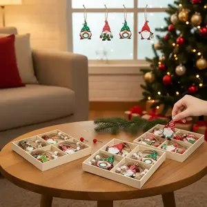 12pcs Christmas Dwarf Decoration Set, 4 Grid Box Pack, Tree Decor, Window Decor, Living Room Decor, Room Decor, Gnome Decoration, Festive Holiday Ornaments