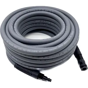 Hybrid Air Hose 3/8-Inch x 50FT,Hose 300 PSI, Lightweight, Kink Resistant, All-Flexibility with 1/4-Inch Industrial Air Fittings and Bend Restrictors,Gray