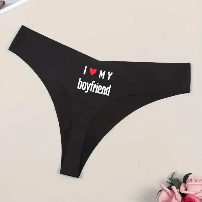 I Love My Boyfriend Underwear Thong Sexy - Valentine's Gift for Her, Black  Design with "I love my Boyfriend" Text, Suitable for Womenswear - Panties -  TikTok Shop