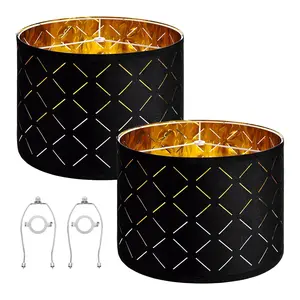 VEVOR Drum Lamp Shade 2 Set 13 x 13 x 10 in Medium Round Lampshade with Harp (Black)