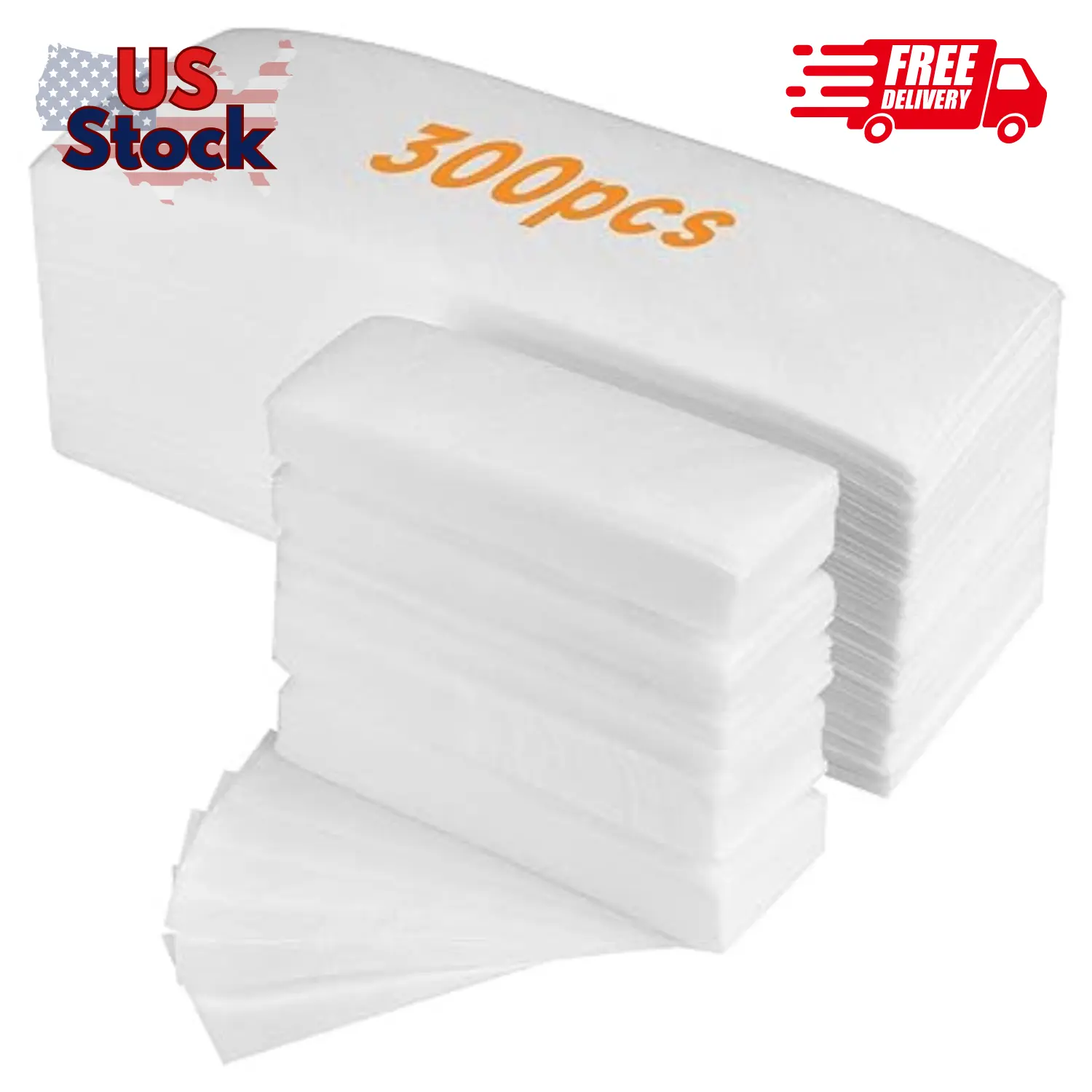 300 Pcs Non Woven Wax Strips (2.8''x 7.9'' and 1.4''x 3.9'')